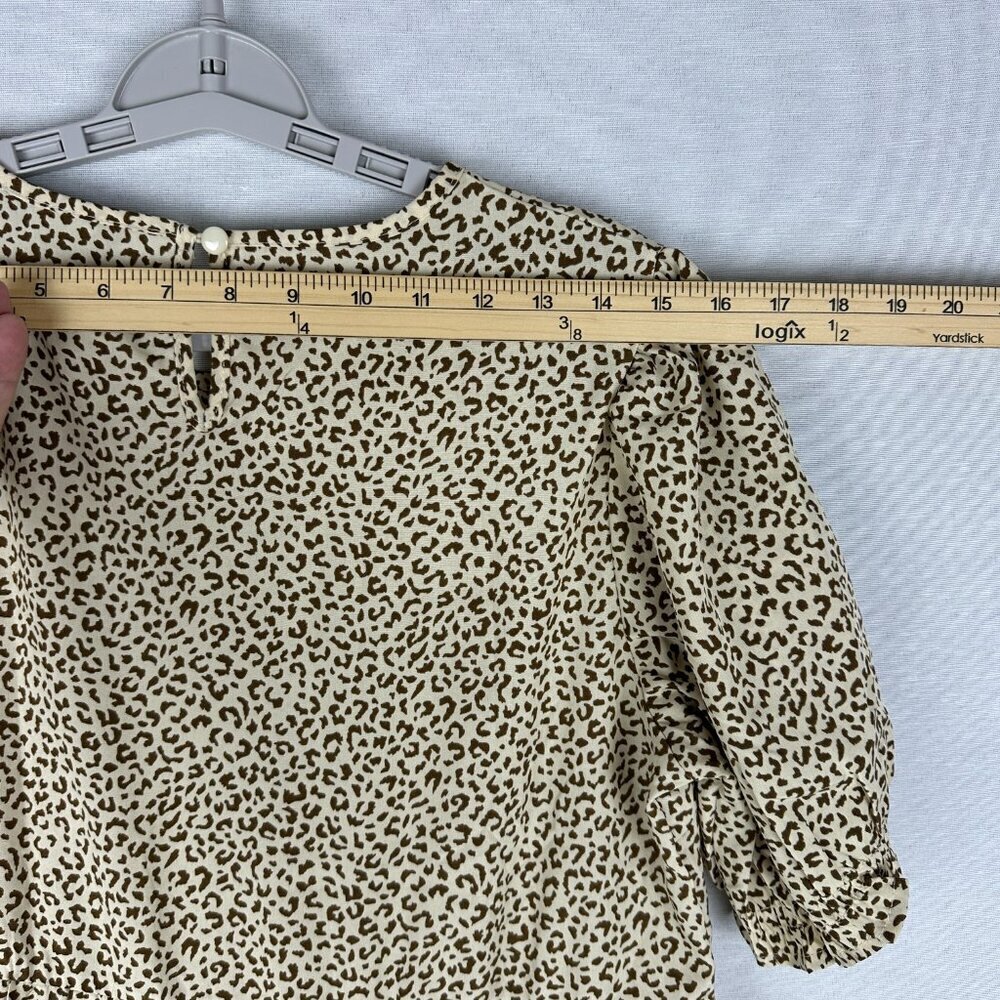 PRETTY GARDEN WOMEN'S LEOPARD PRINT TIERED MIDI FLOWY DRESS FUFF SLEEVE M - Picture 11 of 12